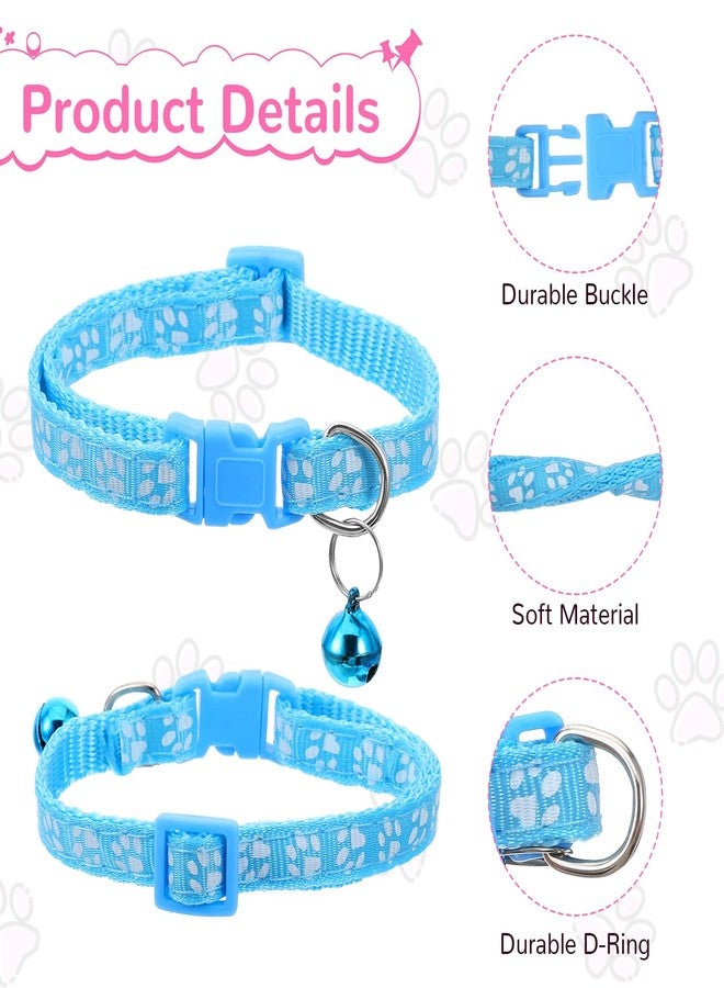 Guduling 3pcs Puppy Collar and Leash Set with Bell, Adjustable Collar and Leash for Small Dogs, Paw Print Collars for Puppy Small Dogs & Tiny Kitten (Purple, Pink, Blue) - Image 4